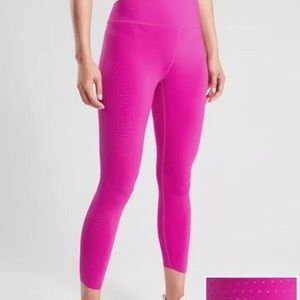 Athleta Fuchsia Laser Cut Crops